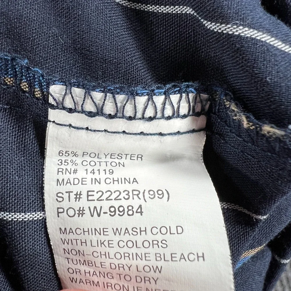 Plains Western Wear Shirt‎ Mens XL Extra Large Blue Striped Short Sleeve Snap